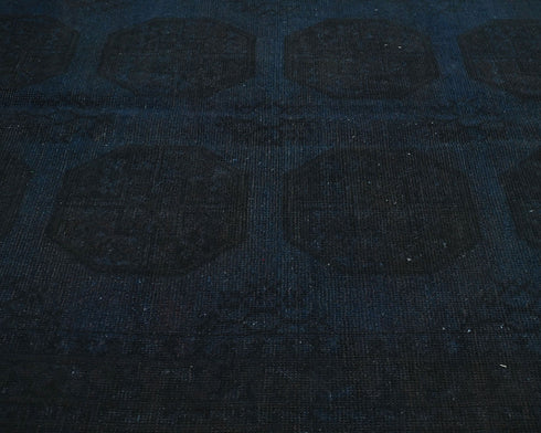 6x8 Vintage Blue Over Dyed Persian Style Hand Knotted Low Pile Wool Area Rug